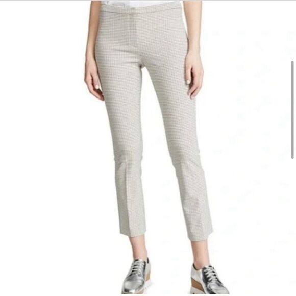 Theory White Classic Plaid Cropped Capris Ankle Pants Work Size 4 Tartan Print - Picture 7 of 8